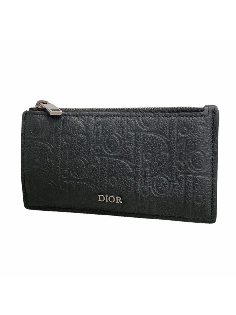 Dior Coin Purse Leather Black Silver